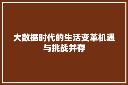 大数据时代的生活变革机遇与挑战并存