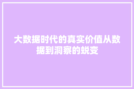 大数据时代的真实价值从数据到洞察的蜕变
