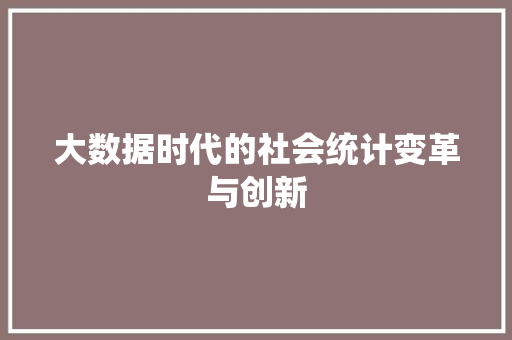 大数据时代的社会统计变革与创新