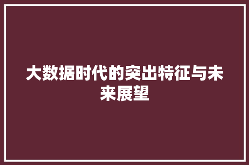 大数据时代的突出特征与未来展望