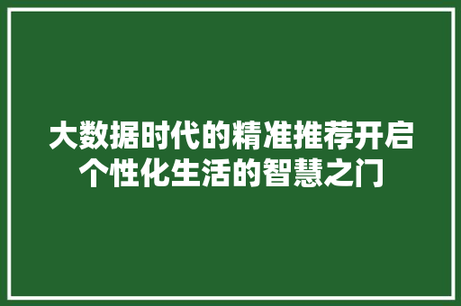 大数据时代的精准推荐开启个性化生活的智慧之门