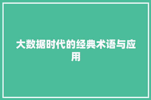大数据时代的经典术语与应用