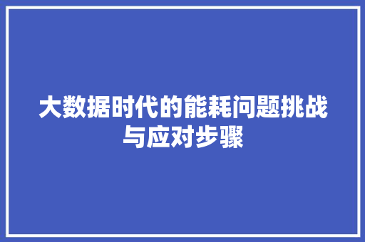 大数据时代的能耗问题挑战与应对步骤