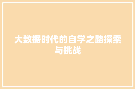 大数据时代的自学之路探索与挑战