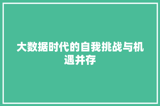 大数据时代的自我挑战与机遇并存
