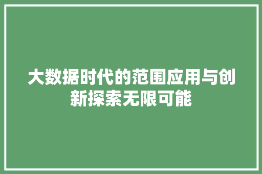 大数据时代的范围应用与创新探索无限可能