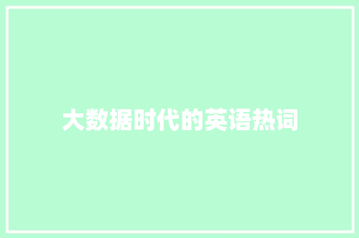 大数据时代的英语热词