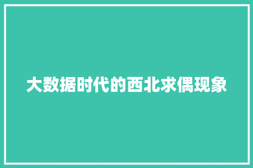 大数据时代的西北求偶现象 大数据时代的西北求偶现象