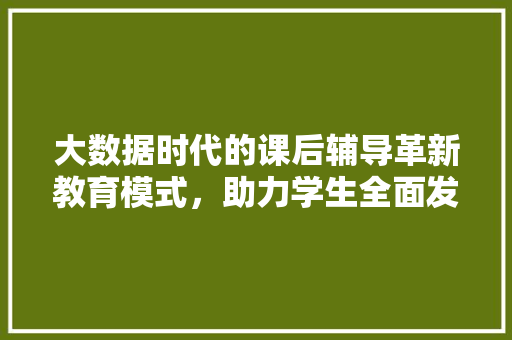 大数据时代的课后辅导革新教育模式，助力学生全面发展