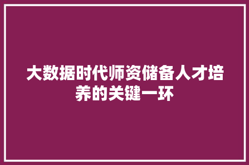 大数据时代师资储备人才培养的关键一环 大数据时代师资储备人才培养的关键一环