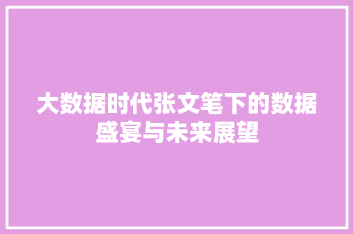 大数据时代张文笔下的数据盛宴与未来展望