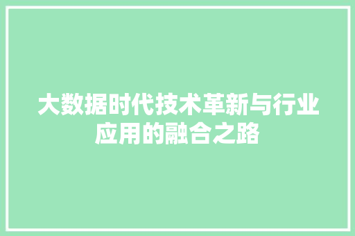 大数据时代技术革新与行业应用的融合之路