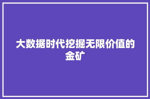 大数据时代挖掘无限价值的金矿 编程语言