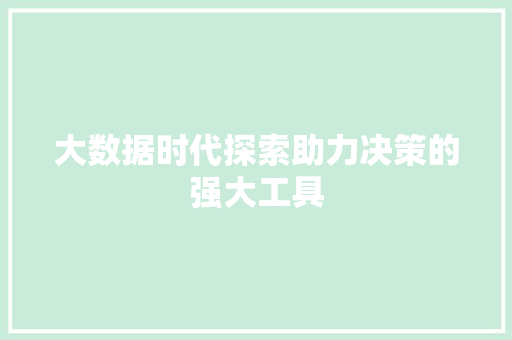 大数据时代探索助力决策的强大工具