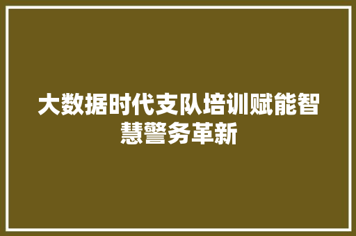 大数据时代支队培训赋能智慧警务革新
