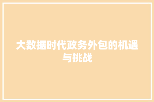 大数据时代政务外包的机遇与挑战