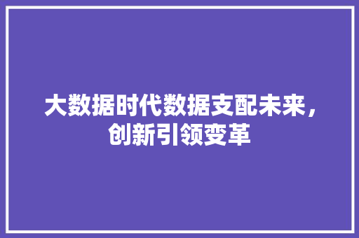 大数据时代数据支配未来，创新引领变革