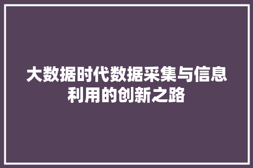 大数据时代数据采集与信息利用的创新之路 电脑配置