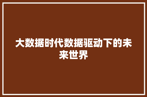 大数据时代数据驱动下的未来世界