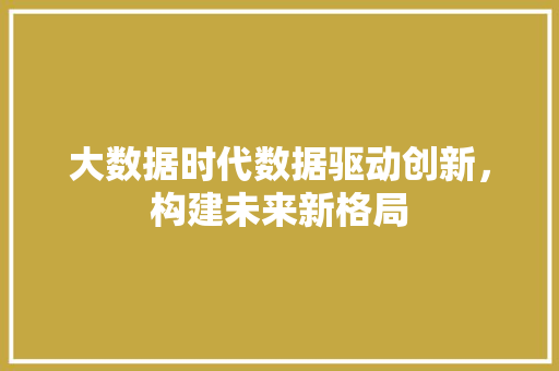 大数据时代数据驱动创新,构建未来新格局 大数据时代数据驱动创新,构建未来新格局