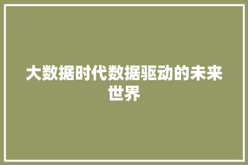 大数据时代数据驱动的未来世界