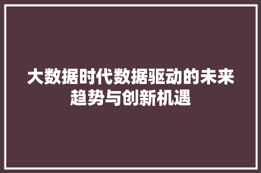 大数据时代数据驱动的未来趋势与创新机遇