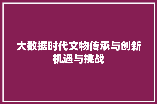 大数据时代文物传承与创新机遇与挑战