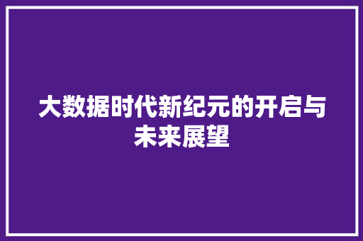 大数据时代新纪元的开启与未来展望