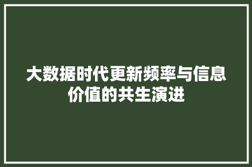大数据时代更新频率与信息价值的共生演进