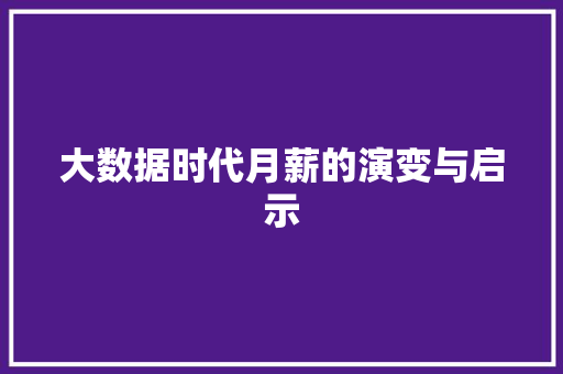 大数据时代月薪的演变与启示
