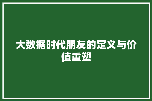 大数据时代朋友的定义与价值重塑