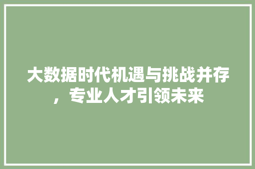 大数据时代机遇与挑战并存，专业人才引领未来