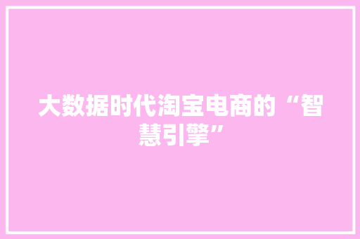 大数据时代淘宝电商的“智慧引擎”