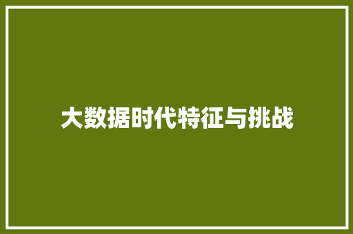 大数据时代特征与挑战 大数据时代特征与挑战