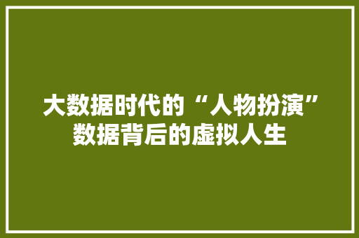 大数据时代的“人物扮演”数据背后的虚拟人生