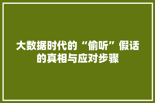大数据时代的“偷听”假话的真相与应对步骤