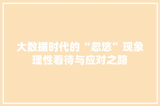 大数据时代的“忽悠”现象理性看待与应对之路