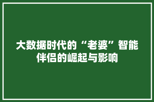 大数据时代的“老婆”智能伴侣的崛起与影响