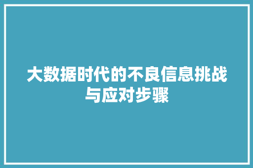 大数据时代的不良信息挑战与应对步骤
