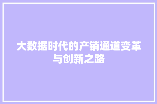 大数据时代的产销通道变革与创新之路