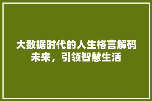 大数据时代的人生格言解码未来，引领智慧生活