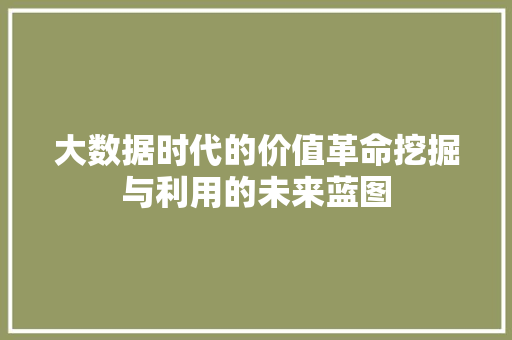 大数据时代的价值革命挖掘与利用的未来蓝图