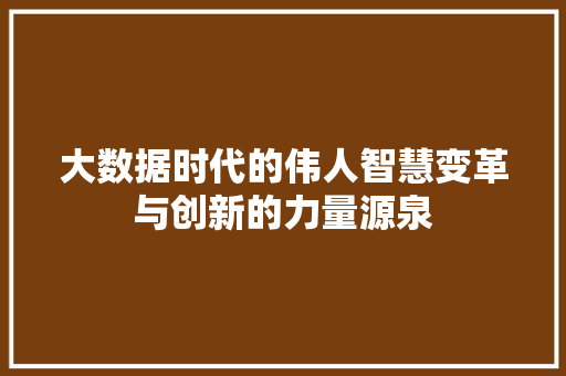大数据时代的伟人智慧变革与创新的力量源泉