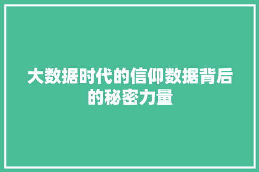 大数据时代的信仰数据背后的秘密力量