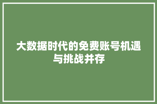 大数据时代的免费账号机遇与挑战并存