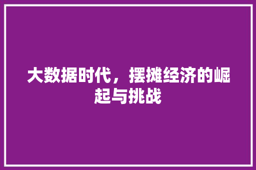 大数据时代，摆摊经济的崛起与挑战