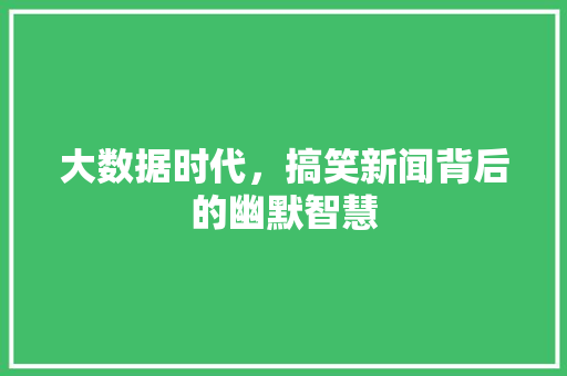 大数据时代，搞笑新闻背后的幽默智慧