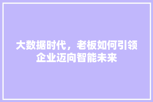 大数据时代，老板如何引领企业迈向智能未来