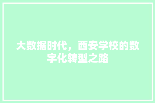 大数据时代，西安学校的数字化转型之路