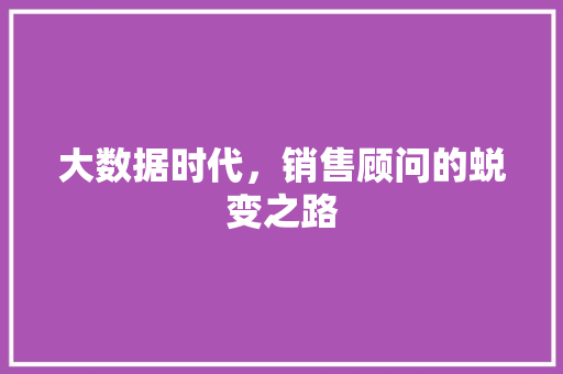 大数据时代，销售顾问的蜕变之路